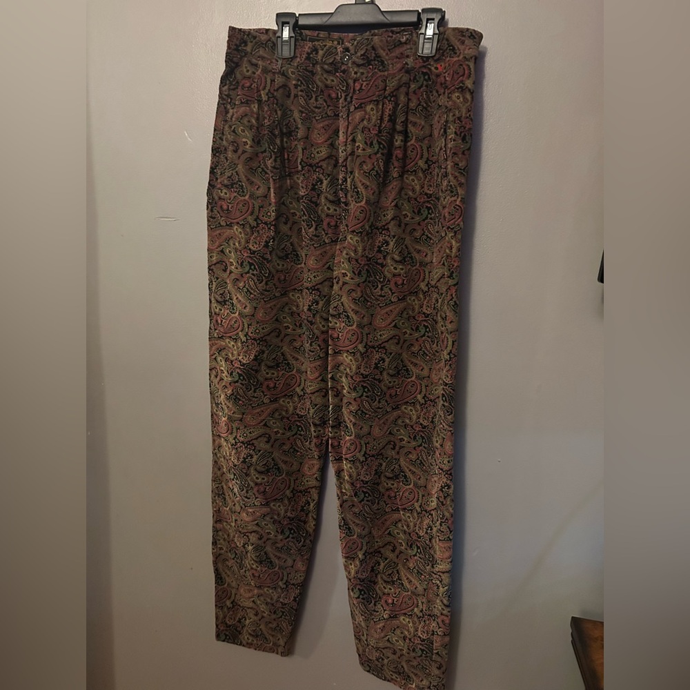 Eddie Bauer Pants - vintage black/dark paisley corduroy 100% cotton